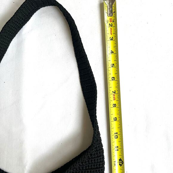 Vintage The Sak Black Crochet Shoulder Bag Boho Purse with Lining - Picture 8 of 8